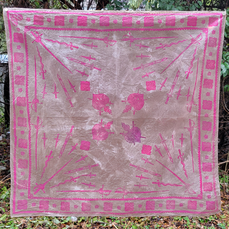 Sword Bandana, Magenta on Chestnut