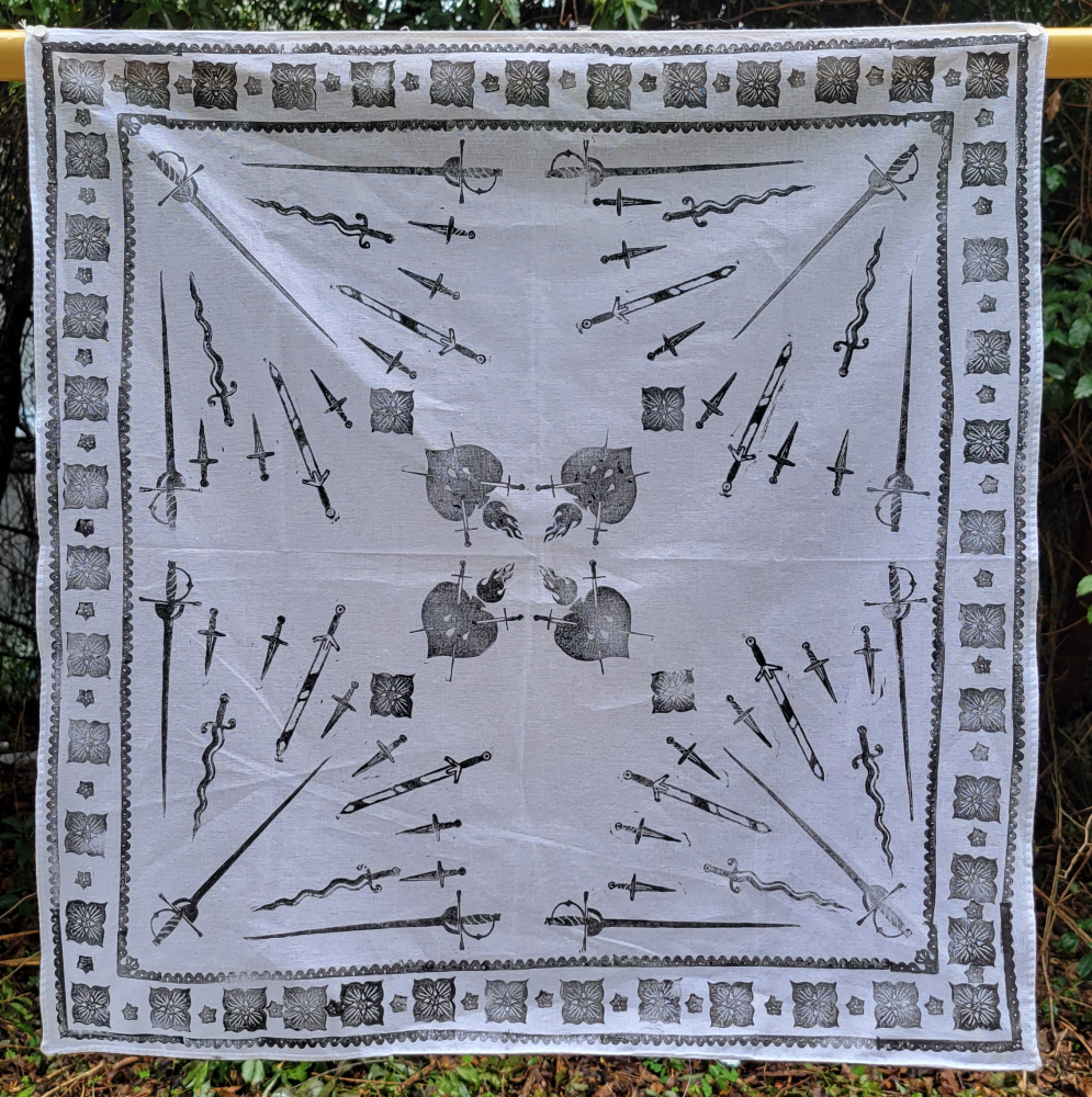 Sword Bandana, Black on White