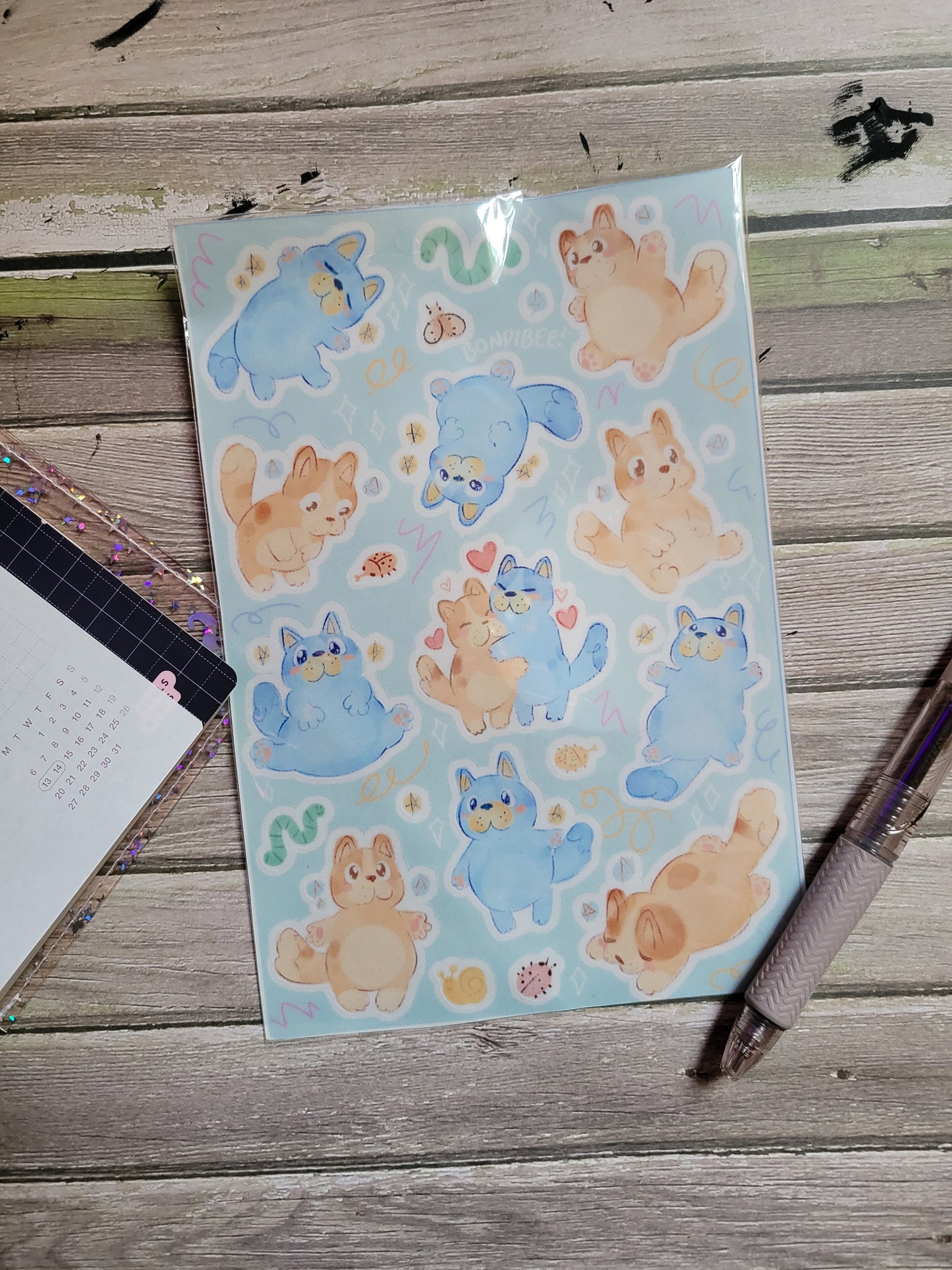 Blue Australian Dog Sticker Sheet