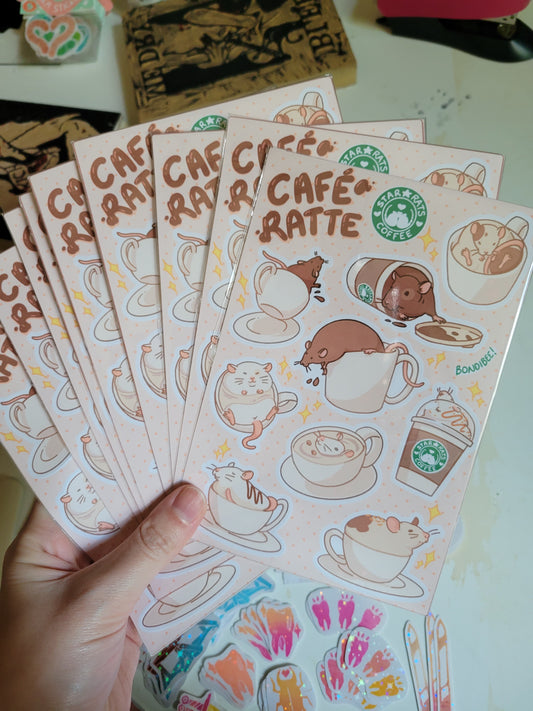 Cafe Ratte cute rat sticker sheet