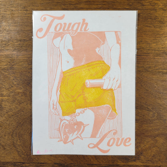 Tough Love linocut print 5x7 cropped