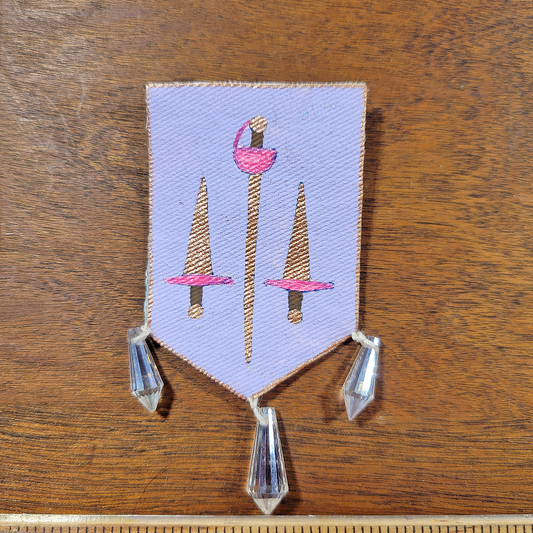 Lavender Daggers Canvas Badge with Crystal Beads