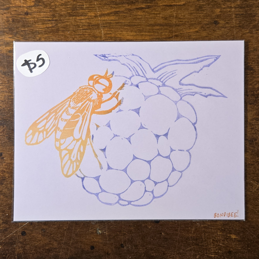 Flyberry lino print on lavender