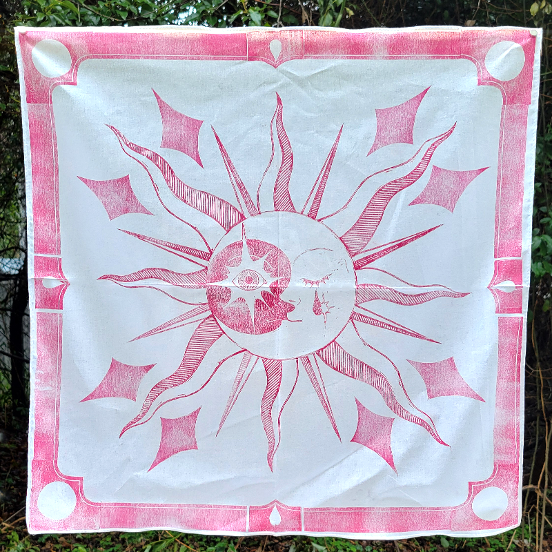 Sunburst Bandana, Magenta on White