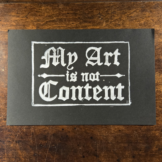 My Art Is Not Content linocut print