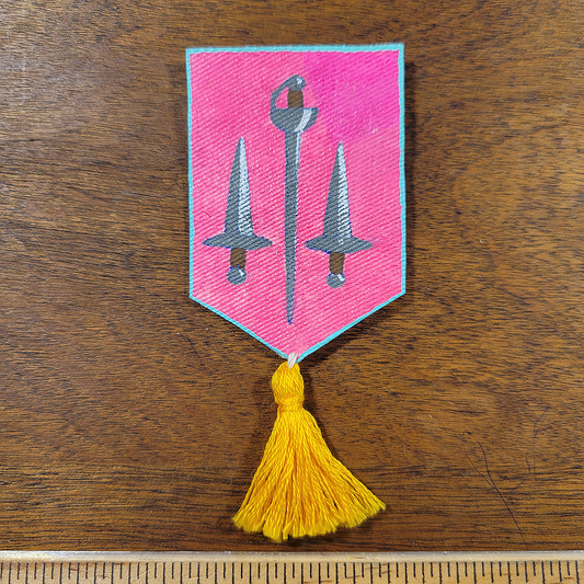 Pink Daggers Canvas Badge with Tassel