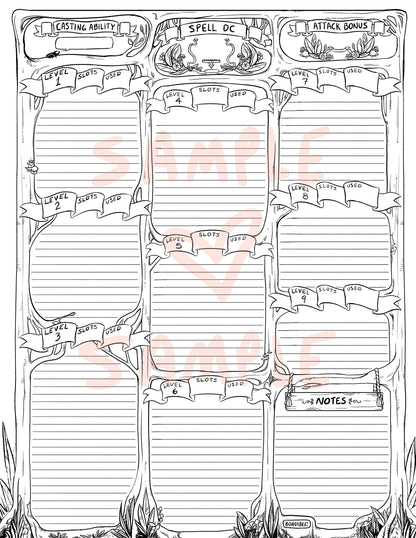 Elven character and spellcasting sheets for D&D 5E [Digital Download]